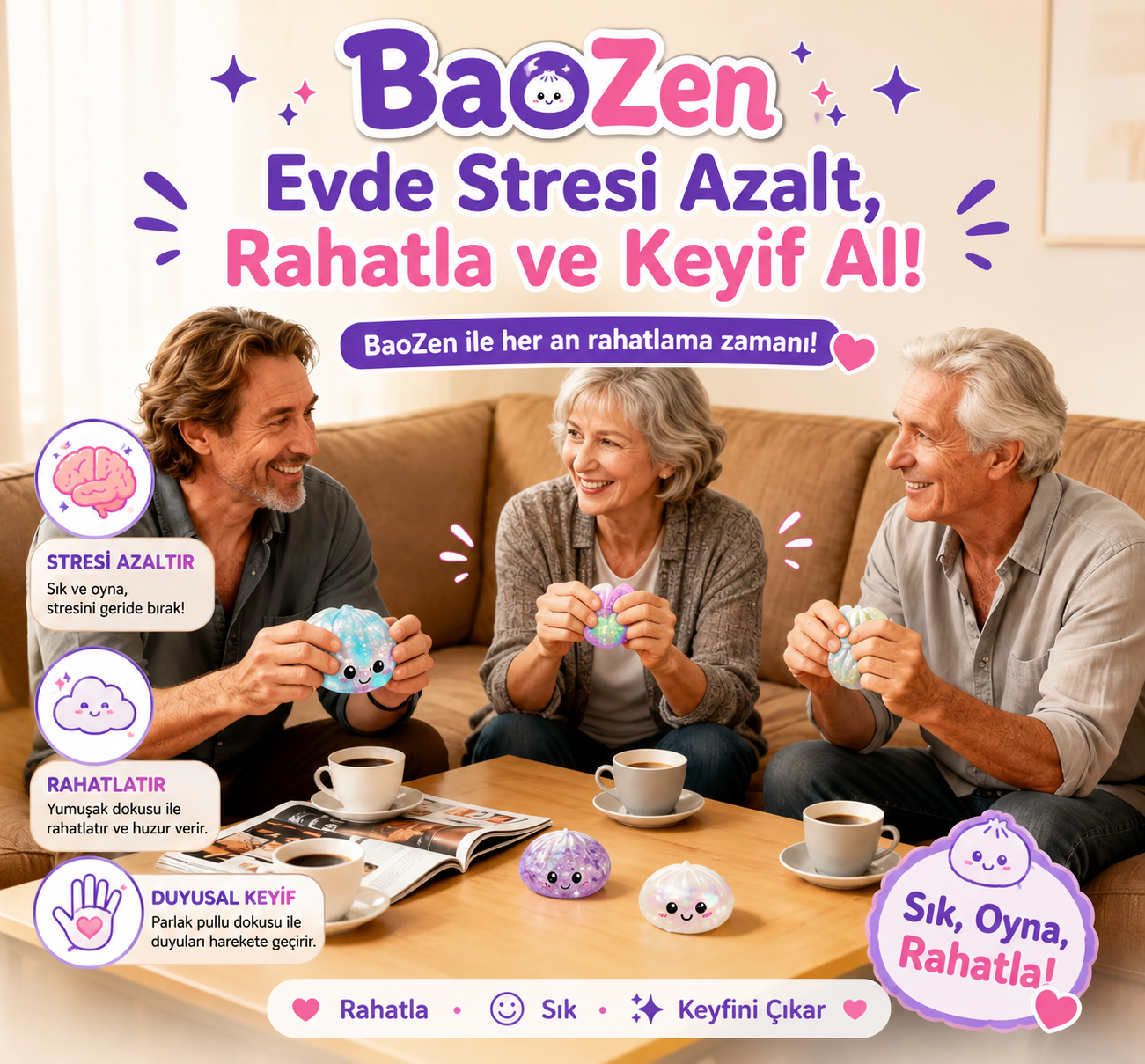 BaoZen™ – Puffy Bao Squishy | Yumuşacık, Stres Atan Kawaii Oyuncak