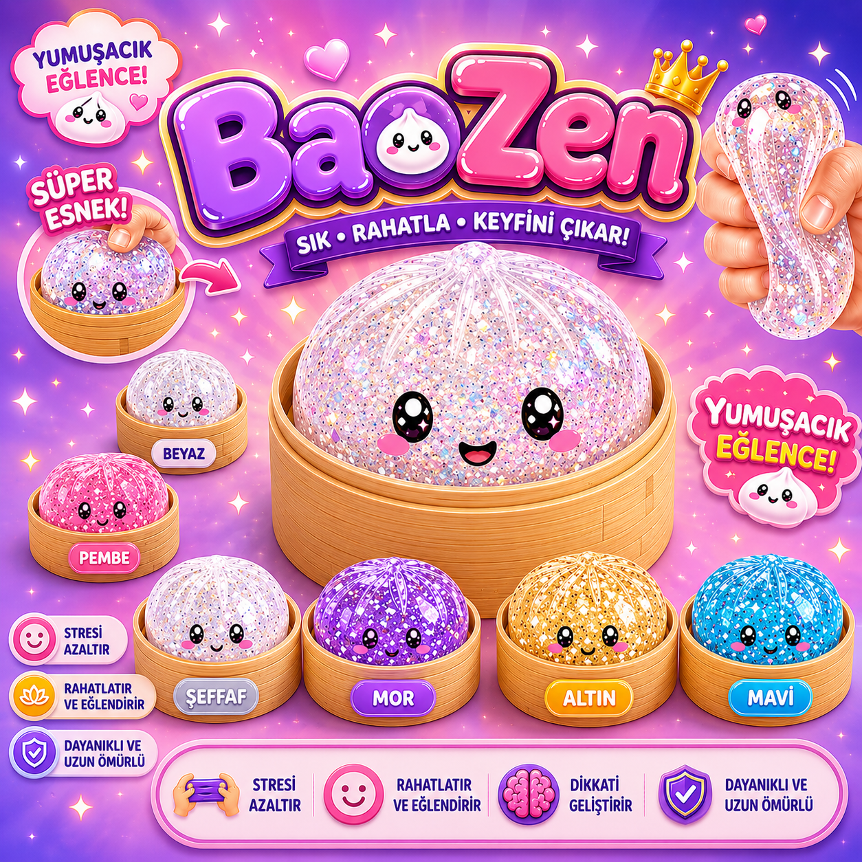 BaoZen™ – Puffy Bao Squishy | Yumuşacık, Stres Atan Kawaii Oyuncak